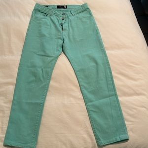 Men’s Kiton tailored luxury teal jeans
